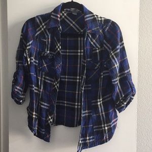 Blue Flannel Shirt with White, Yellow, Black, Red